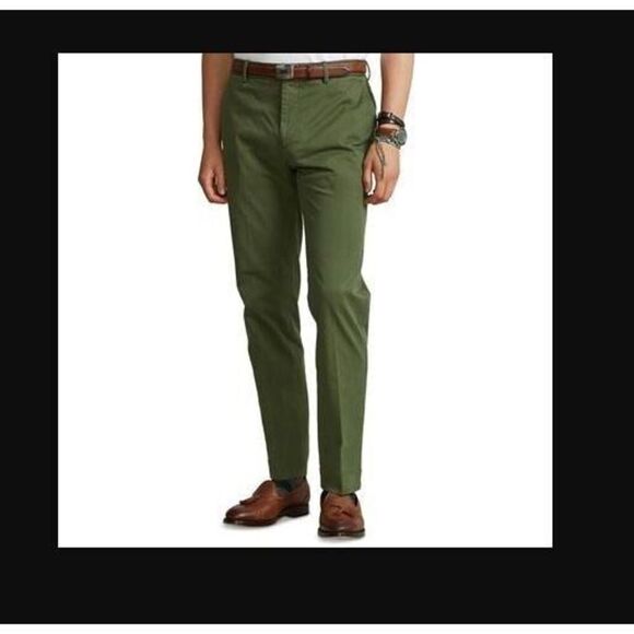 Polo Ralph Lauren Men's 38x34 New Army Olive Green Stretch Chino Suit Pants $148 - Picture 11 of 11
